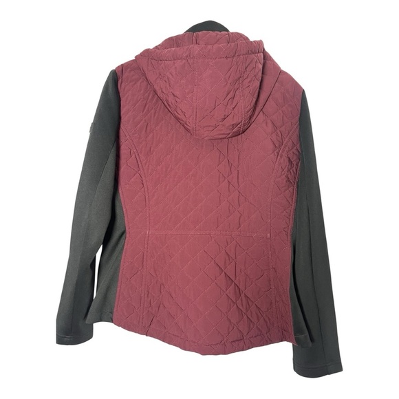 Andrew Marc Burgundy and Black Quilted Puffer Jacket - Picture 3 of 5